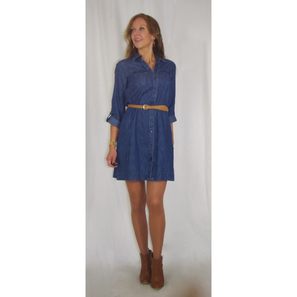 💃🏻Old Navy Button Up 3/4 Sleeve Blue Jean Dress